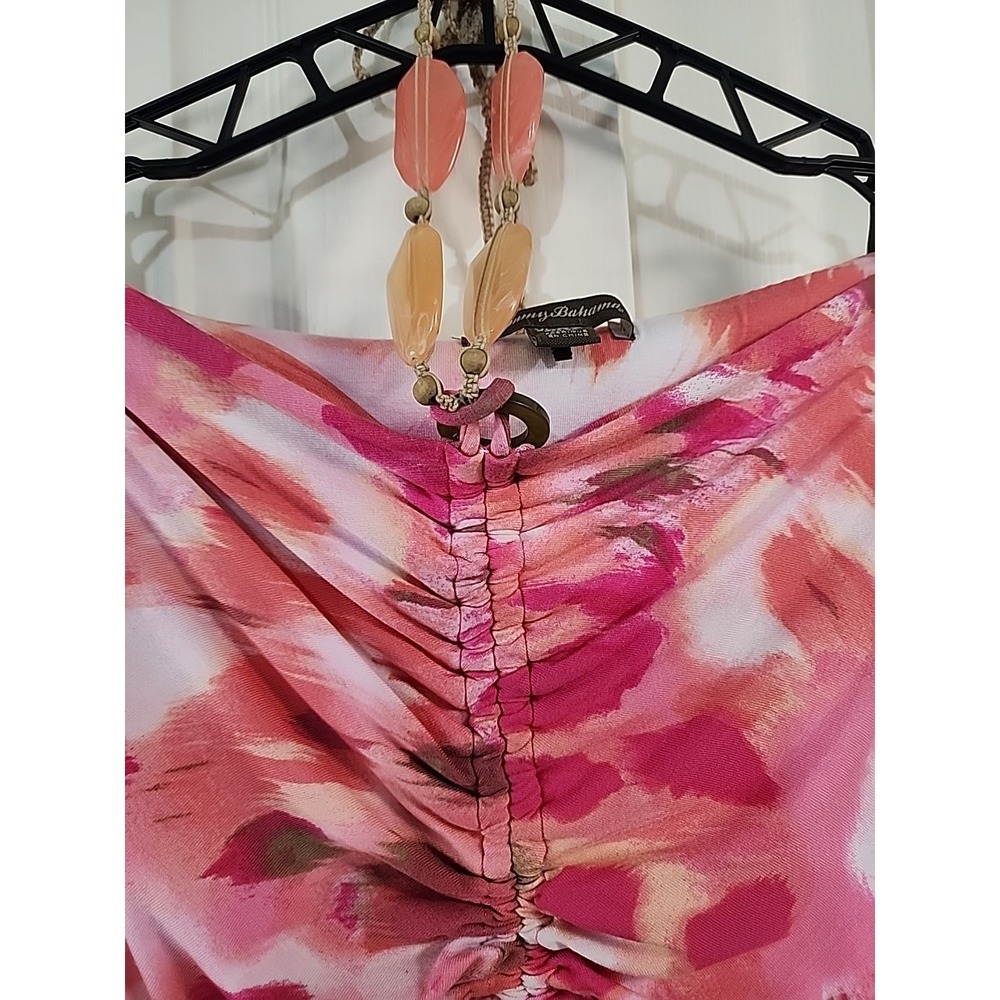 Tommy Bahama Pink Watercolor Leopard Beaded Halter Maxi Dress XL Sleeveless - Picture 2 of 14